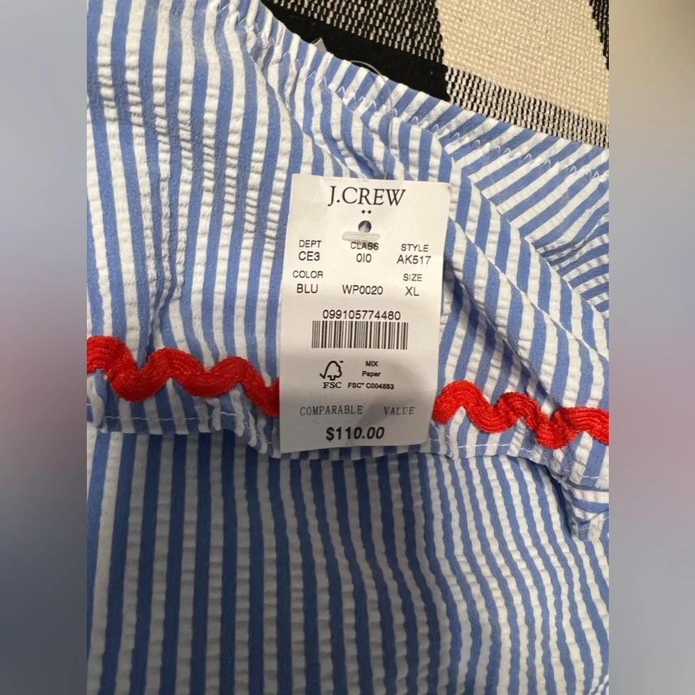 New J. Crew Blue and White Striped One-Shoulder Swimsuit! Too big for me! - Picture 4 of 11